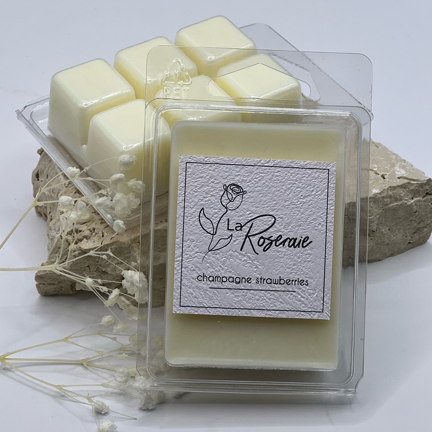 La Roseraie coconut 6 pack soy wax melts. Champagne Strawberries fragrance.